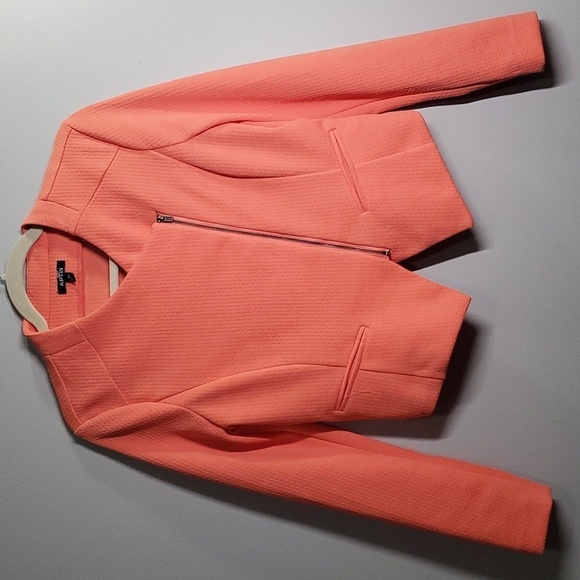 Apt. 9 Blazer Women's Size Xs x-small Coral asymmetrical zipper 100% polyester - Picture 2 of 11
